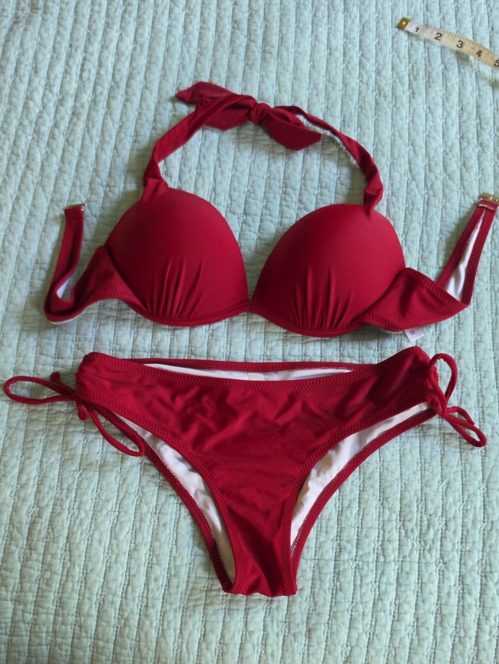 Women's Red Halter Bikini Set M